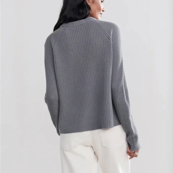 NWT! Jenni Kayne Cashmere Fisherman Sweater in Dusty Blue - S - Picture 4 of 8